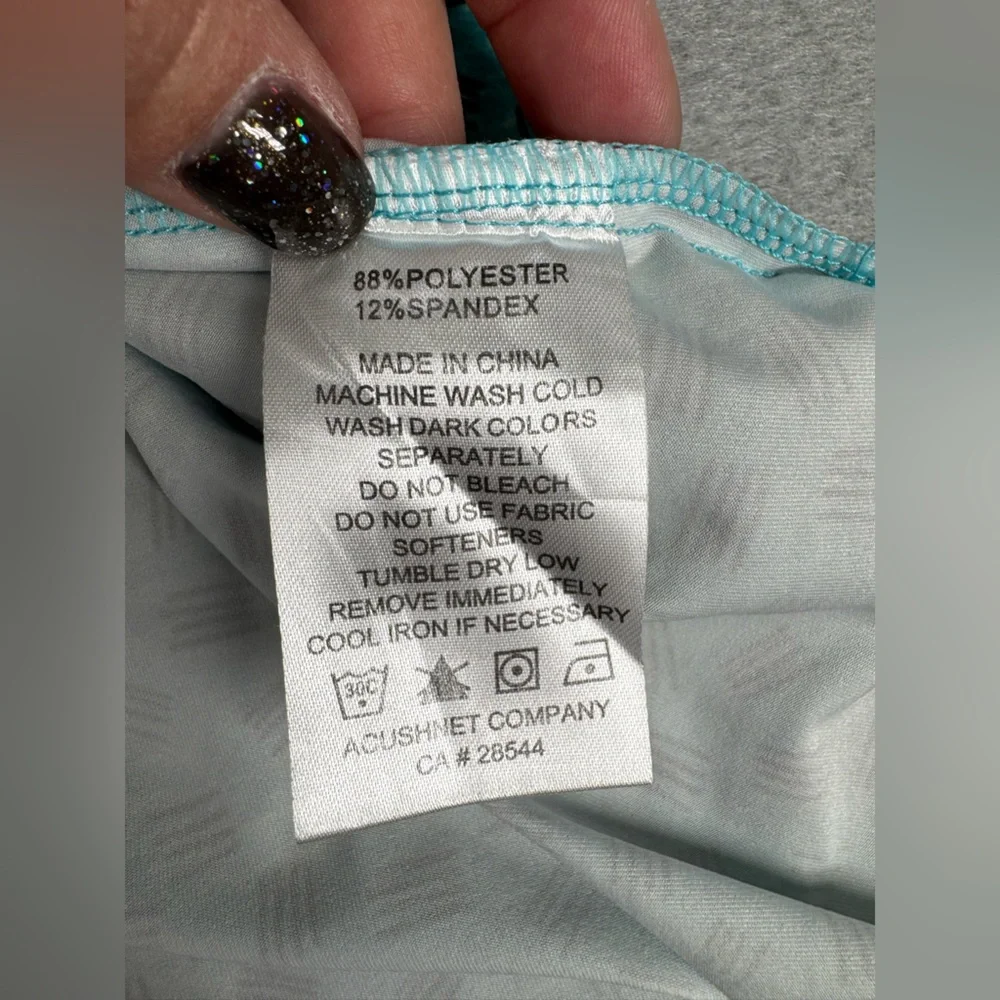 FootJoy FJ Golf Performance Short Sleeve Teal Sketched Print Lisle Polo XXL 2XL - Picture 7 of 8